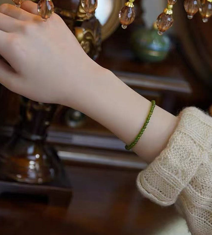 Green Chalcedony Beaded Bracelet for Women