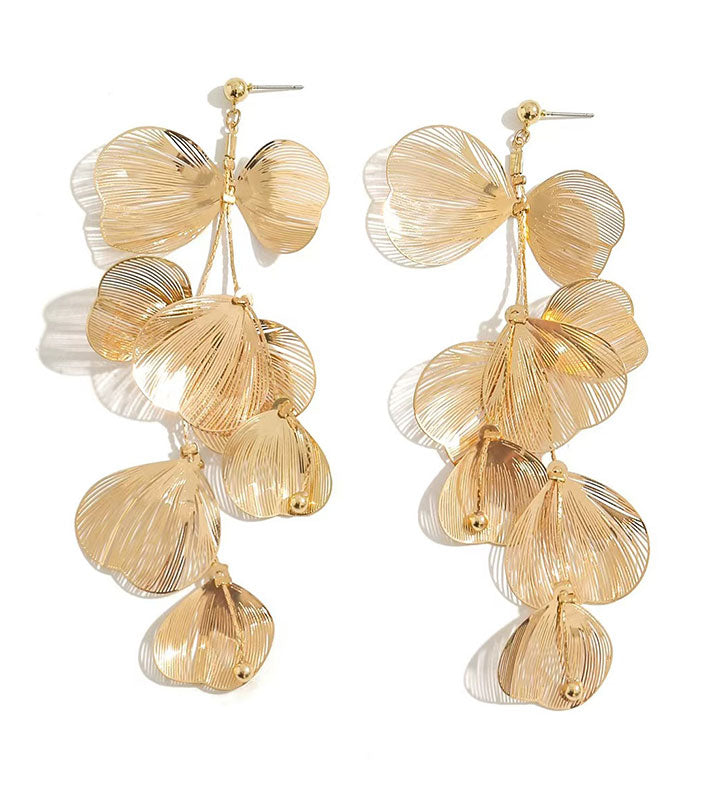 Bohonaut New Chinese Flower Gold Bohonaut Ginkgo Leaf Gold plated Tassel Necklace For Women for WomenEarrings For Women for Women