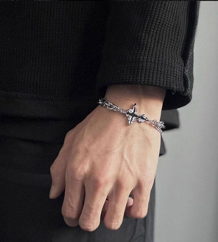Bohonaut Handmade Cross Tibetan Silver Bracelet for Men for Women