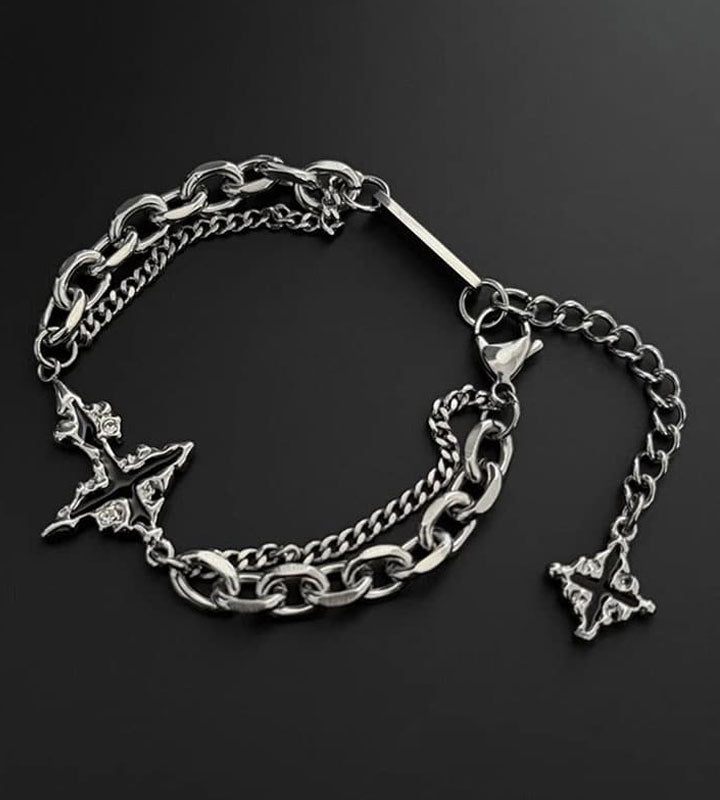Bohonaut Handmade Cross Tibetan Silver Bracelet for Men for Women