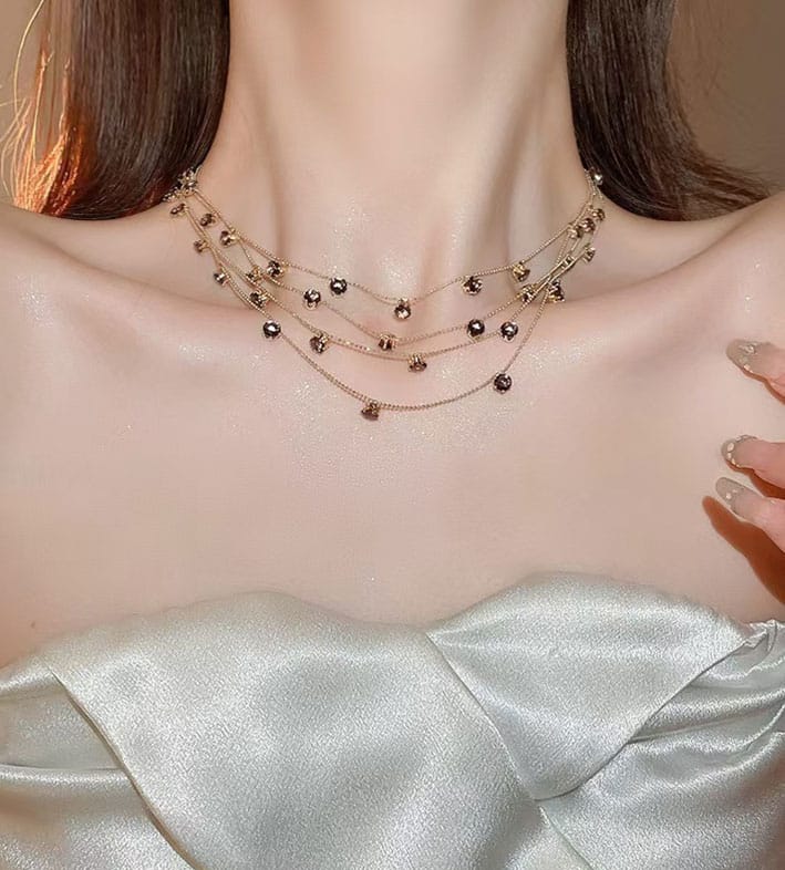 Colorful Multi-Layer Chain Necklace for Women – Starry Style Statement Jewelry