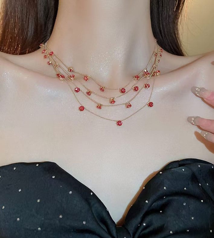 Colorful Multi-Layer Chain Necklace for Women – Starry Style Statement Jewelry