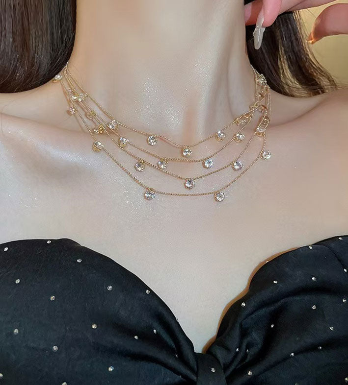 Colorful Multi-Layer Chain Necklace for Women – Starry Style Statement Jewelry