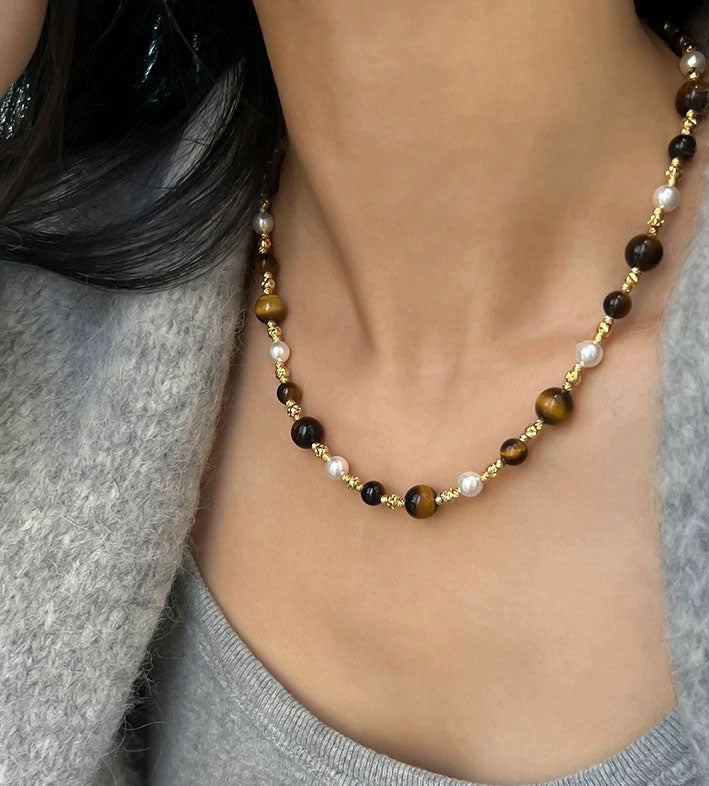 Freshwater Tiger Eye Maillard Necklace for Women