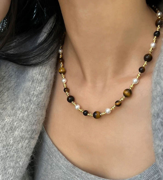 Freshwater Tiger Eye Maillard Necklace for Women