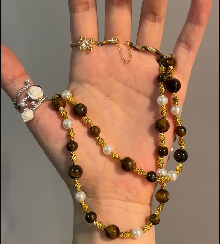 Freshwater Tiger Eye Maillard Necklace for Women