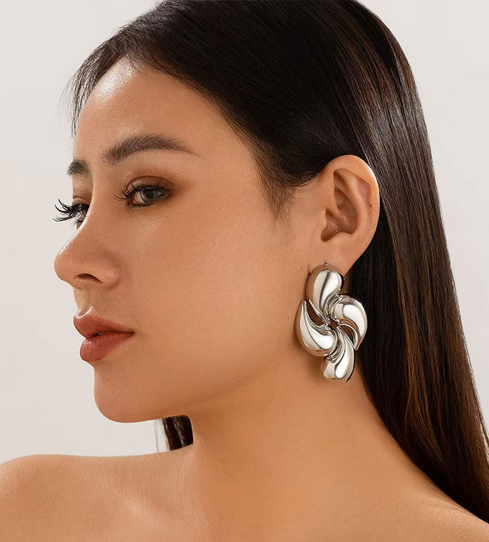 Geometric Drop Metal Earrings for Women