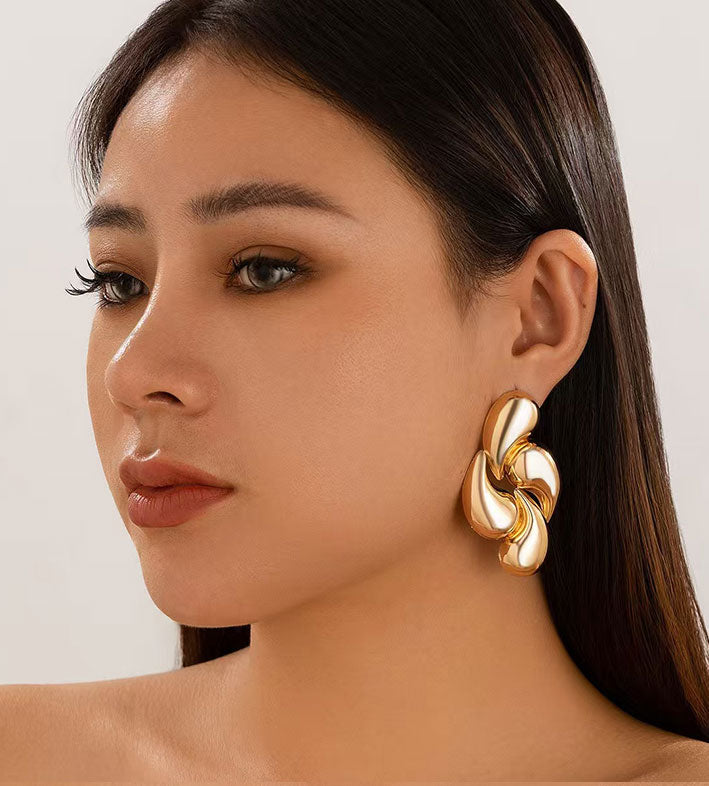 Geometric Drop Metal Earrings for Women