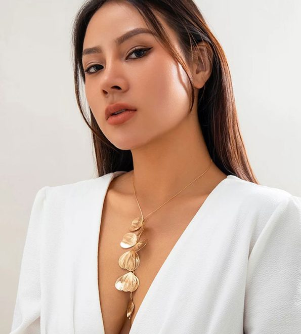 Bohonaut Ginkgo Leaf Gold plated Tassel Necklace For Women for Women