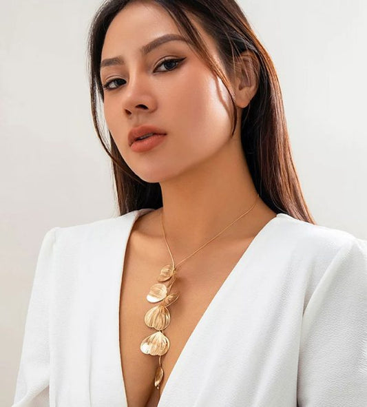 Bohonaut Ginkgo Leaf Gold plated Tassel Necklace For Women for Women