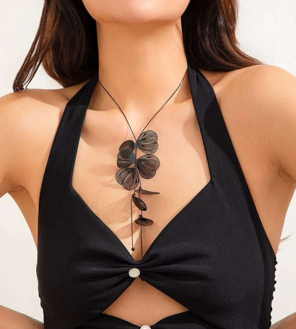 Bohonaut Ginkgo Leaf Gold plated Tassel Necklace For Women for Women
