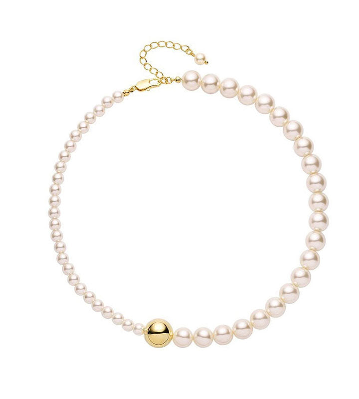 Gravity Ball Stitched Pearl Necklace for Women
