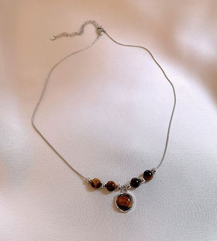 Tiger Eye Stone Stacked Necklace for Women