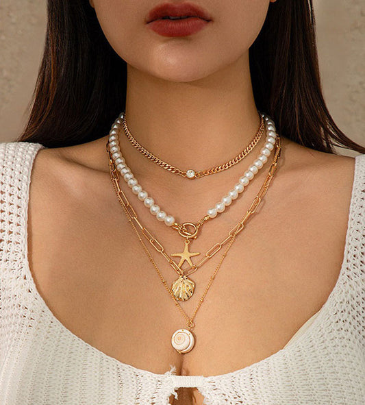 Seashell Pearl Necklace for Women