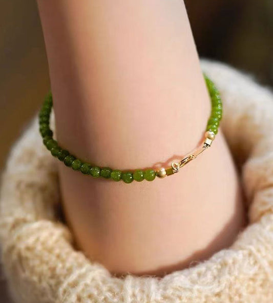 Green Chalcedony Beaded Bracelet for Women