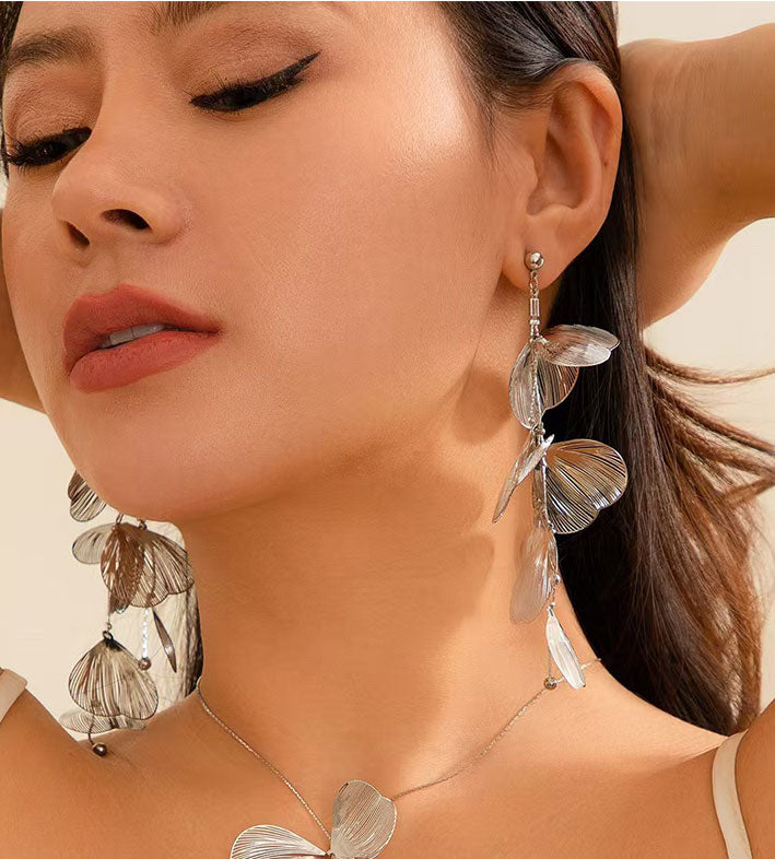 Bohonaut New Chinese Flower Gold Bohonaut Ginkgo Leaf Gold plated Tassel Necklace For Women for WomenEarrings For Women for Women