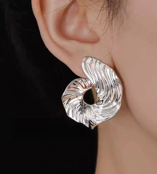Pleated Irregular Metal Earrings for Women