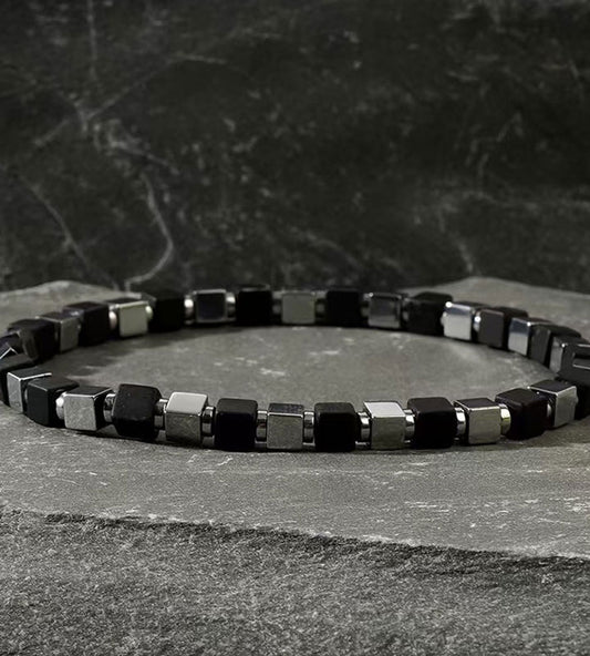 Square Cylindrical Iron Gallstone Bracelet for Women