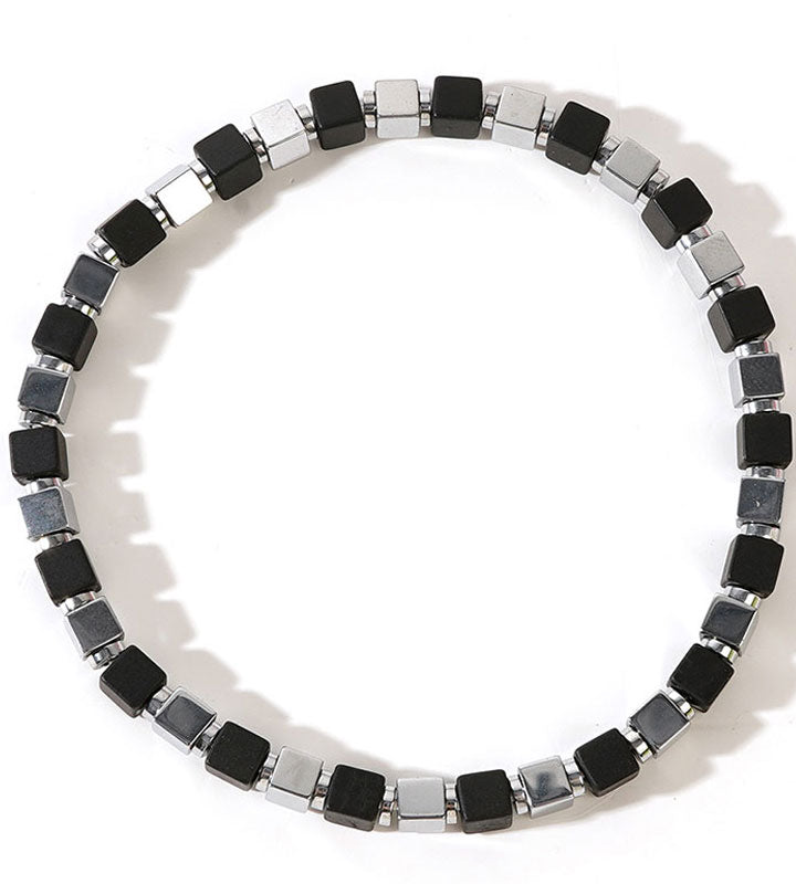 Square Cylindrical Iron Gallstone Bracelet for Women
