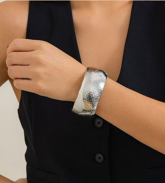 Tinfoil Pattern Spring Open Bracelet for Women