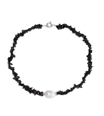 Black Natural Stone Pearl Necklace