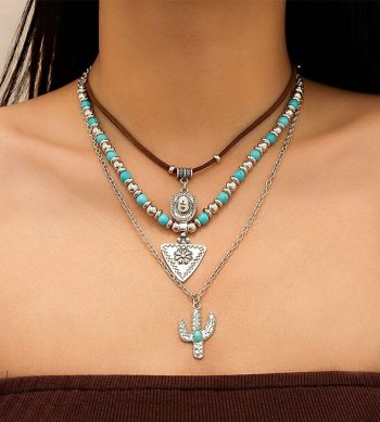 Desert Rider Cactus Cowboy Hat Necklace