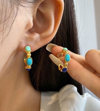Enamel Colored Stone Earrings