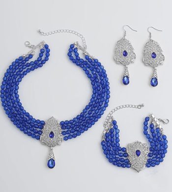 Imitation Crystal Droplet Fringe Necklace Set