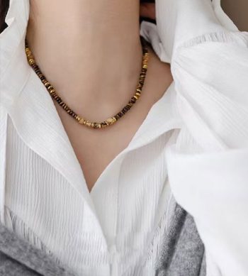 Natural Picture Stone Beaded Necklace