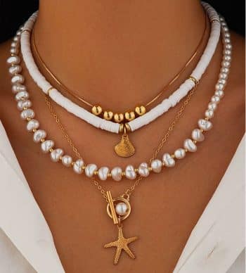 Stellar Seashell Imitation Pearl Necklace