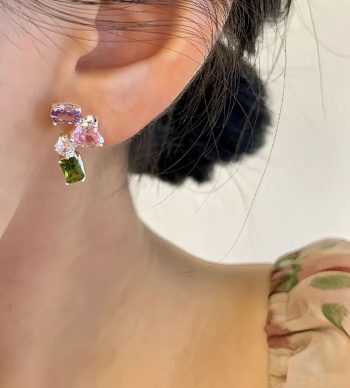 Geometric Diamond Flower Earrings