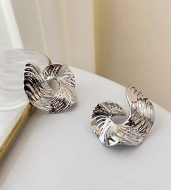 Pleated Irregular Metal Earrings