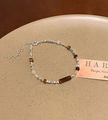 Shattered Silver Tiger Eye Stone Spliced Bracelet